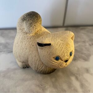 Vintage Artesania Rinconada Hand-Carved Ceramic Cat Figurine Collectible